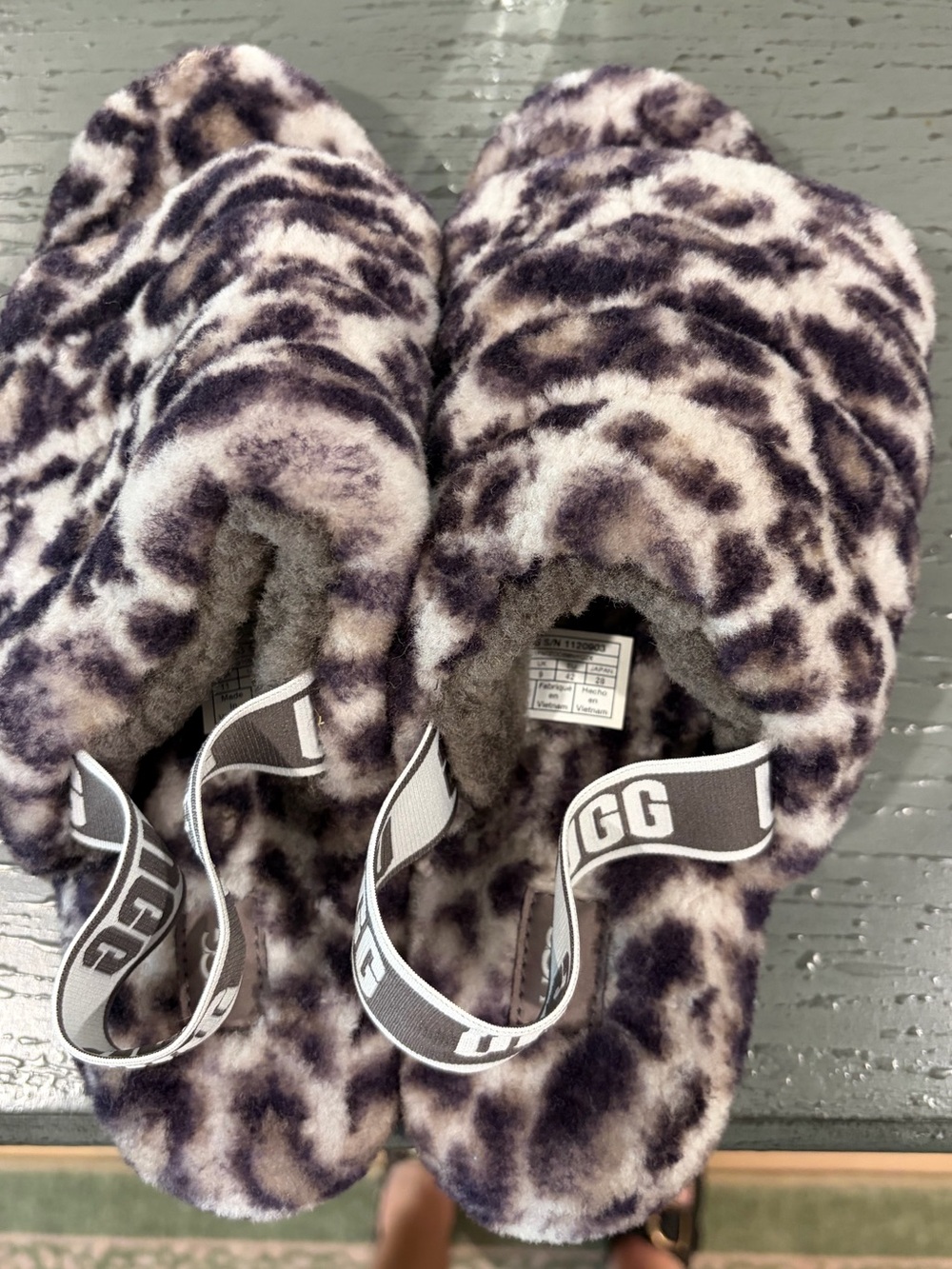 UGG Leopard Print Fuzzy Slippers